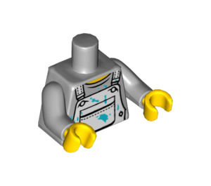 LEGO Mittleres Steingrau Decorator Torso mit Weiß Overalls und Aqua Paint (973 / 88585)