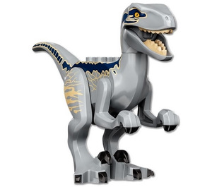 LEGO Gris Pierre Moyen Dinosaur Raptor / Velociraptor with Dark Blue and Tan Markings