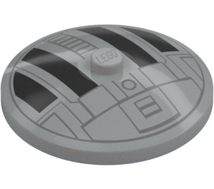 LEGO Grigio pietra medio Dish 4 x 4 con Star Wars Hatch Nero e Grigio (Perno Solido) (38373 / 104747)