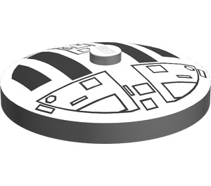 LEGO Medium Stone Gray Dish 4 x 4 with Tie Fighter Cockpit (Solid Stud) (3960 / 50057)