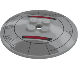 LEGO Medium Stone Gray Dish 6 x 6 with Sith Red and Gray (Solid Studs) (21599)