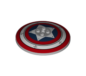 LEGO Medium Stone Gray Dish 8 x 8 with Captain America Decoration (3961 / 74354)