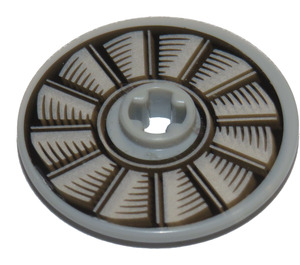 LEGO Mittleres Steingrau Disk 3 x 3 mit Silber und Schwarz Fan Aufkleber (2723)