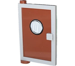 LEGO Medium Stone Gray Door 1 x 4 x 5 Left with Reddish Brown Glass with Porthole Sticker (47899)