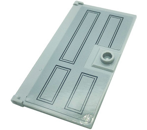 LEGO Medium Stone Gray Door 1 x 4 x 6 with Stud Handle with 4-Panel Door Sticker (35290)