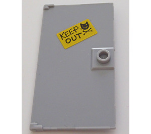 LEGO Medium Stone Gray Door 1 x 4 x 6 with Stud Handle with Black 'KEEP OUT' Sticker (35290)