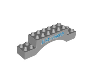 LEGO Medium Stone Gray Duplo Arch Brick 2 x 10 x 2 with 'JURASSIC WORLD' (51704 / 78727)