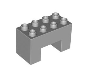 LEGO Medium Stone Gray Duplo Brick 2 x 4 x 2 with 2 x 2 Cutout on Bottom (6394)