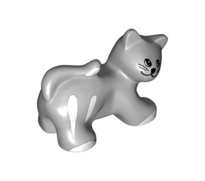 LEGO Medium Stone Gray Duplo Cat with White Stripes and Paws (31102 / 48835)