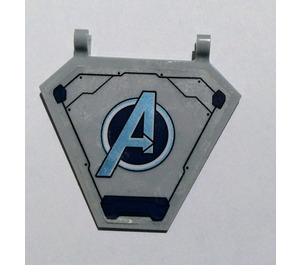 LEGO Medium Stone Gray Flag 5 x 6 Hexagonal with Avengers Logo Sticker with Thick Clips (17979)