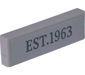 LEGO Medium Stone Gray Tile 1 x 4 with EST.1963 Sticker