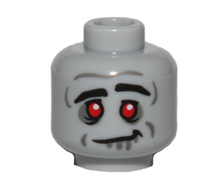 LEGO Medium Stone Gray Head with Zombie Red Eyes and Crooked Smile (Recessed Solid Stud) (3626)