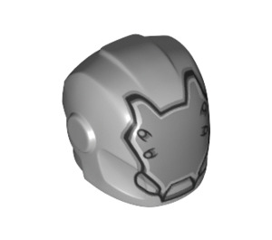 LEGO Gris piedra medio Casco con Liso Frontal con Plateado Faceplate (28631 / 29618)