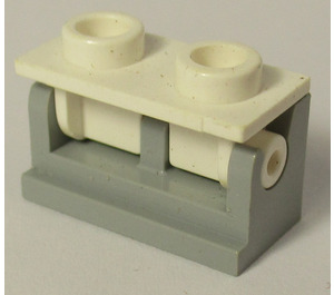 LEGO Gris pierre moyen Charnière Brique 1 x 2 avec blanc Haut assiette (3937 / 3938)