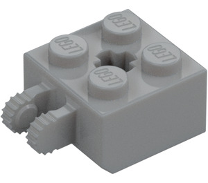 LEGO Medium Stengrå Gångjärn Kloss 2 x 2 Låsning med Axlehole och Dual Finger (40902 / 53029)