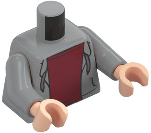 LEGO Mittleres Steingrau Kapuzenpullover Torso mit Dunkelrot Hemd und Licht Fleisch Hände (973 / 76382)