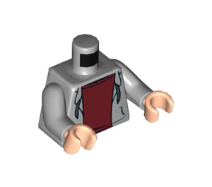 LEGO Mittleres Steingrau Hoodie Torso mit Dark rot Shirt und Light Flesh Hände (973 / 76382)