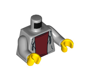 LEGO Medium Steengrijs Hoodie Torso met Dark Rood Shirt en Geel Handen (973 / 76382)