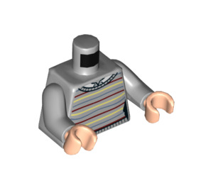 LEGO Medium Steengrijs Horizontaal Striped Sweater Torso over Wit Shirt (973 / 76382)