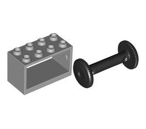 LEGO Mittleres Steingrau Schlauch Reel 2 x 4 x 2 Halter mit Spool