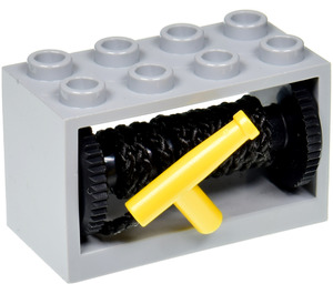 LEGO Střední kamenná šedá Hose Reel 2 x 4 x 2 Holder with Yellow Nozzle