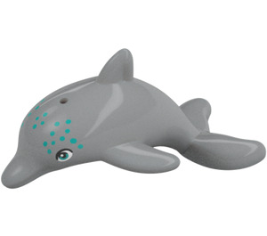 LEGO Medium steingrå Hoppende Delfin med Bunn Aksel Holder med Aqua Dots (13392)