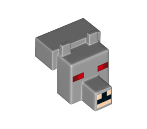 LEGO Mittleres Steingrau Minecraft Tier Kopf mit Angry Wolf Muster (20308 / 34042)