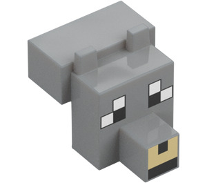 LEGO Medium steengrijs Minecraft Dier Hoofd met Wolf Gezicht (20308 / 106293)