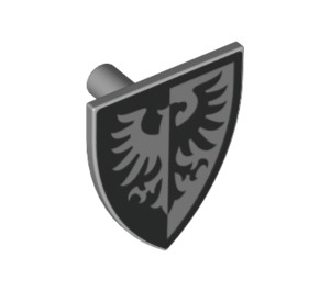 LEGO Medium Stone Gray Minifig Shield Triangular with Black and Silver Falcon (3846 / 75114)
