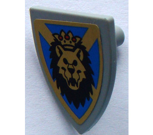 LEGO Medium Stone Gray Minifig Shield Triangular with Lion Head Sticker (3846)