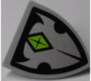 LEGO Medium Stone Gray Minifig Shield Triangular with Silver Insignia and Lime Diamond Sticker (3846)