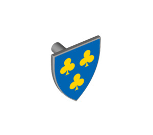 LEGO Mittleres Steingrau Minifig Schild Dreieckig mit Drei Gelb Clubs auf Blau (3846 / 102329)