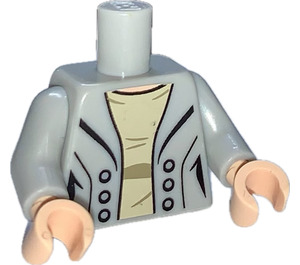 LEGO Medium Stone Gray Minifig Torso Jacket with 6 Buttons over Tan Shirt (Claire Dearing) (973)