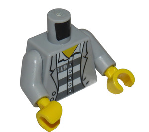 LEGO Średni kamienny szary Minifigurka Tułów Open Kurtka over Grey I Biały Paski więzienne z Number 49 (76382 / 88585)