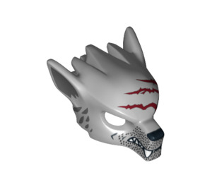 LEGO Medium Stone Gray Minifigure Wolf Head with Stubble and Dark Red Gashes (11233 / 12828)