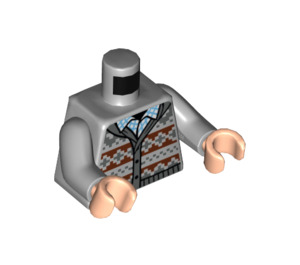 LEGO Medium steengrijs Neville Longbottom met Rood en Grijs Cardigan Minifiguur Torso (973 / 76382)