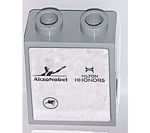 LEGO Medium Stone Gray Panel 1 x 2 x 2 with AkzoNobel and Hilton HHONORS Sticker with Side Supports, Hollow Studs (6268)