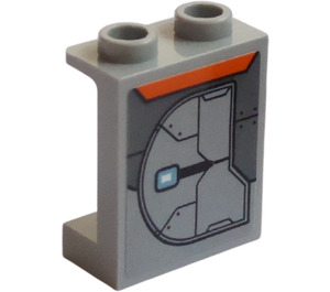 LEGO Medium Stone Gray Panel 1 x 2 x 2 with Armor Plate (Left) Sticker with Side Supports, Hollow Studs (6268)