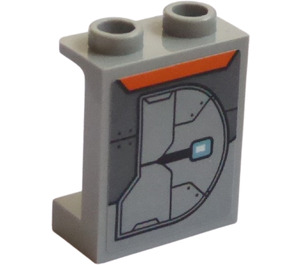 LEGO Medium Stone Gray Panel 1 x 2 x 2 with Armor Plate (Right) Sticker with Side Supports, Hollow Studs (6268)
