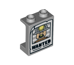 LEGO Mittleres Steingrau Panel 1 x 2 x 2 mit Wanted Poster mit Seitenstützen, Hohlbolzen (6268 / 38138)
