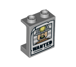 LEGO Mittleres Steingrau Paneel 1 x 2 x 2 mit Wanted Poster mit Seitenstützen, Hohlnoppen (6268 / 38138)