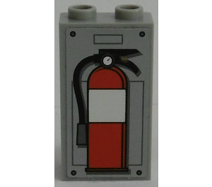 LEGO Gris pierre moyen Panneau 1 x 2 x 3 avec Feu Extinguisher Autocollant avec supports latéraux - tenons creux (74968)