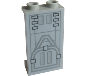 LEGO Medium steengrijs Paneel 1 x 2 x 3 met Wires en Zwart Vierkanten Sticker zonder zijsteunen, holle noppen (2362)