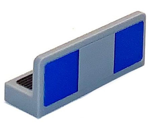LEGO Medium Steengrijs Paneel 1 x 3 x 1 met Twee Blauw Squares en Voorkant Rooster Sticker (23950)
