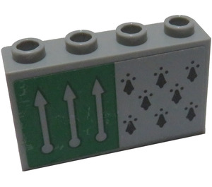 LEGO Medium Stone Gray Panel 1 x 4 x 2 with 8 Black Spires and 3 Arrows Sticker (14718)