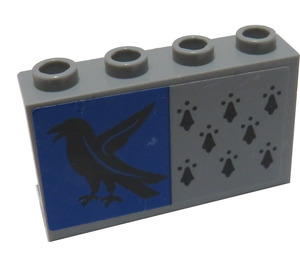 LEGO Mittleres Steingrau Panel 1 x 4 x 2 mit 8 Schwarz Spires und Raven Aufkleber (14718)