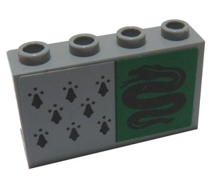 LEGO Medium Steengrijs Paneel 1 x 4 x 2 met 8 Zwart Spires en Snake Sticker (14718)