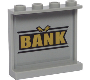 LEGO Medium steengrijs Paneel 1 x 4 x 3 met 'BANK' en Gold Bars Sticker met zijsteunen, holle noppen (35323)