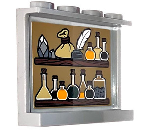 LEGO Medium Stone Gray Panel 1 x 4 x 3 with Potion ingredients Sticker with Side Supports, Hollow Studs (35323)