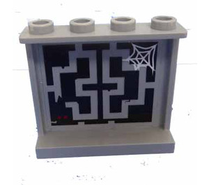 LEGO Gris pierre moyen Panneau 1 x 4 x 3 avec Araignée Web et Asian Lattice Autocollant sans supports latéraux, tenons creux (4215)